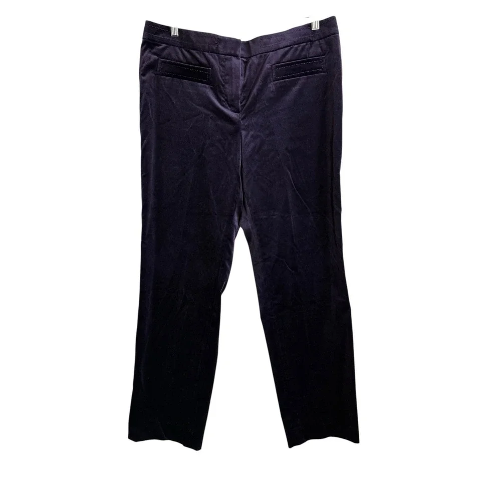 Carlisle Women's Velour Purple Straight Leg Dress Pants Silk Lining Size 14